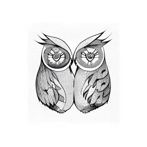 owl and bear hugging a heart tattoo design idea