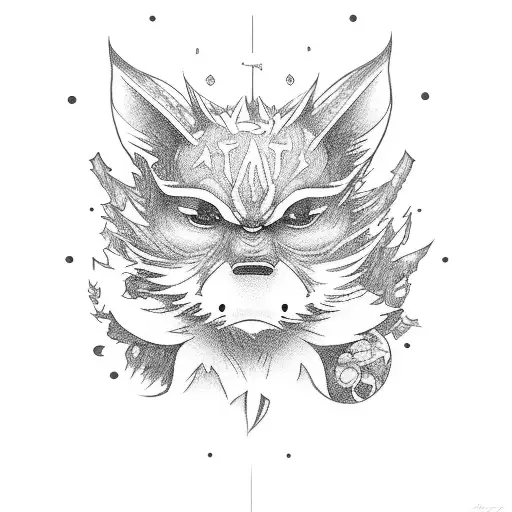 Miyazaki-inspired forest with hidden political symbols tattoo design idea