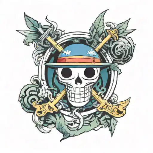 one piece anime with letter v embed tattoo design idea