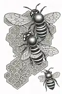 3d bees and honey comb tattoo design idea
