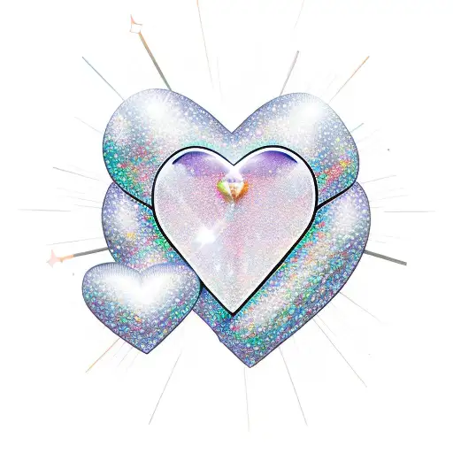 A new-school design featuring a heart-shaped crystal surrounded by sparkling stars tattoo design idea