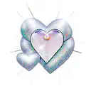 A new-school design featuring a heart-shaped crystal surrounded by sparkling stars tattoo design idea