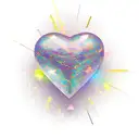 A new-school design featuring a heart-shaped crystal surrounded by sparkling stars tattoo design idea