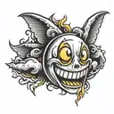 smiley face that reads fuck up upside down  tattoo design idea