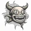 smiley face that reads fuck up upside down  tattoo design idea