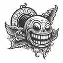 smiley face that reads fuck up upside down  tattoo design idea