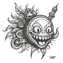 smiley face that reads fuck up upside down  tattoo design idea