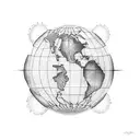 mapa del mundo con una brujula tattoo design idea