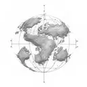 mapa del mundo con una brujula tattoo design idea