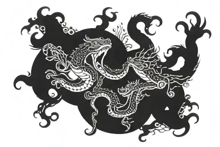 sea creature hydra coming back to earth tattoo design idea