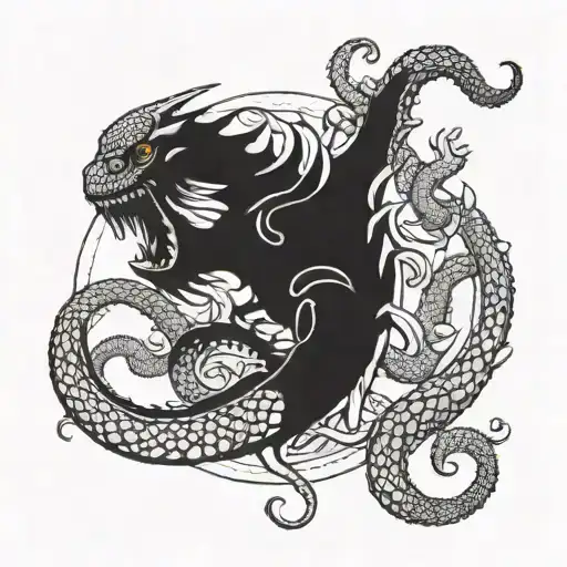 sea creature hydra coming back to life tattoo design idea