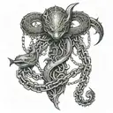 leviathan in chains wrapped tattoo design idea