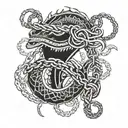 leviathan in chains wrapped tattoo design idea