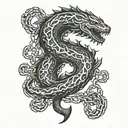 leviathan in chains wrapped tattoo design idea