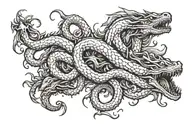 sea creatures hydra coming tattoo design idea