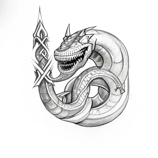 Jörmungandr with his rune tattoo design idea