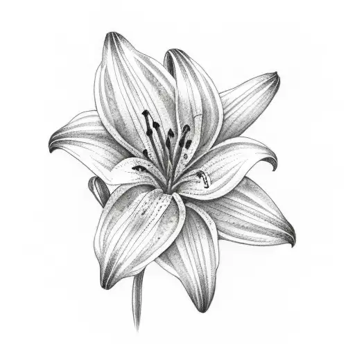Premium Photo | Pencil sketch cute lily flower drawing image Generative AI