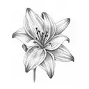 watercolor lily with extra long stem and swirly leaves  tattoo design idea