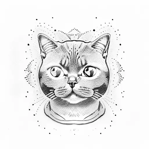 A British Shorthair cat sitting tattoo design idea