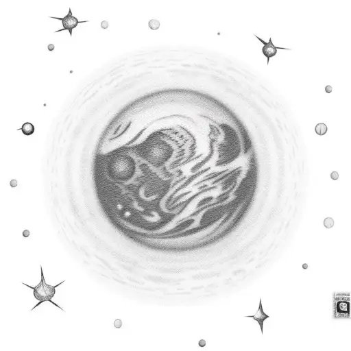 planet Pluto with stars around it  tattoo design idea