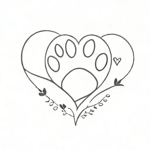 Heart and paw prints tattoo design idea
