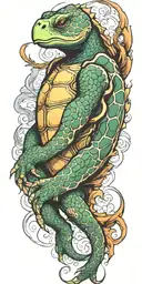 turtle dragon sleeve tattoo design idea