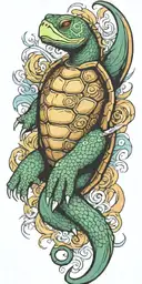 turtle dragon sleeve tattoo design idea