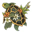 turtle and jasmine flower   tattoo design idea