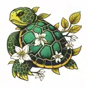 turtle and jasmine flower   tattoo design idea