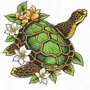 turtle and jasmine flower   tattoo design idea