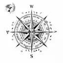 poseidon, compass, sailship, octopuss, old map adriatic tattoo design idea