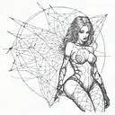 Sexy Woman, Gothic Makeup, Goth, Black tight clothes, Revealing outfit, G-string, Fishnet Stockings, Torn Fishnet tattoo design idea