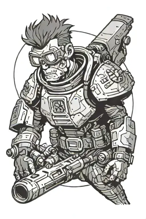 philip fry in a helldivers pod flying tattoo design idea