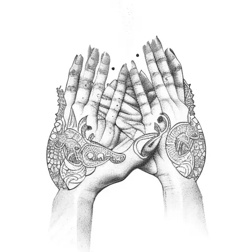 prayer hands tattoo design idea