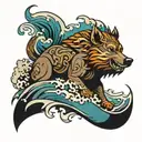 body boar & wave crashing tattoo design idea