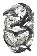 orca and eagle soaring tattoo design idea