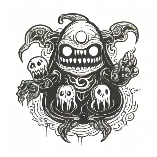 monster doodle sheet ghost tattoo design idea