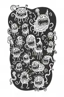 monster doodle sheet ghost tattoo design idea