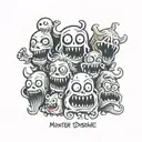 monster doodle sheet ghost tattoo design idea