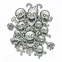 monster doodle sheet ghost tattoo design idea