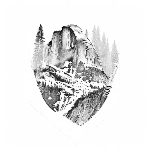 Yosemite montains tattoo design idea