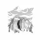 Yosemite montains tattoo design idea