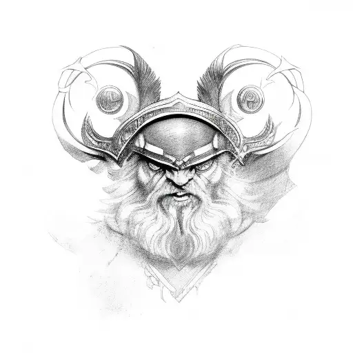 Sketch Odin Face With Smoke Out Of Eye Tattoo Idea - BlackInk AI
