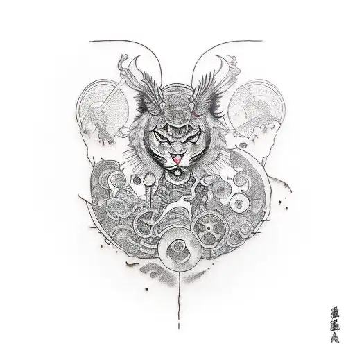 motocycle, mechanical engineering, electric guitar tattoo design idea