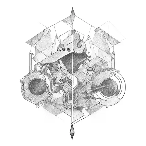 motocycle, mechanical engineering, electric guitar tattoo design idea