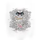 motocycle, mechanical engineering, electric guitar tattoo design idea