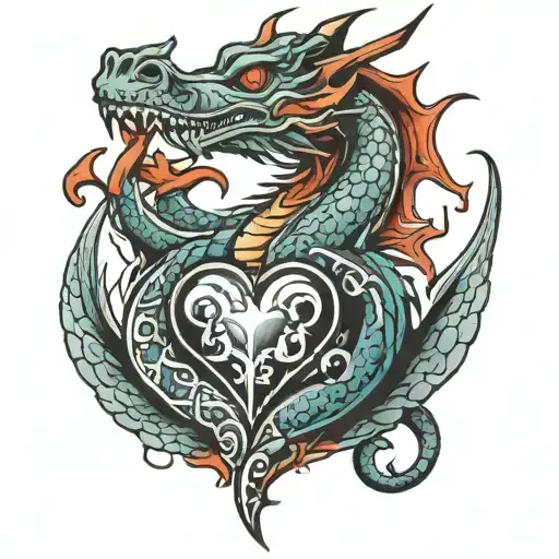 Dragon heart tattoo design idea