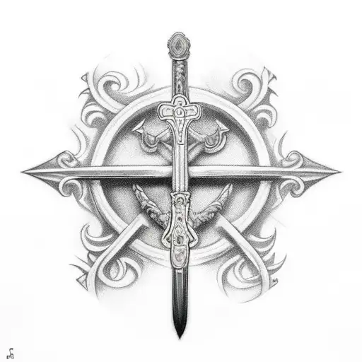 sword with a cross  tattoo design idea