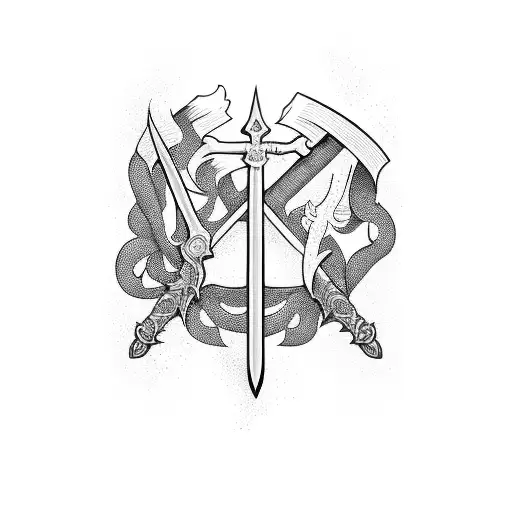 sword and cross together  tattoo design idea