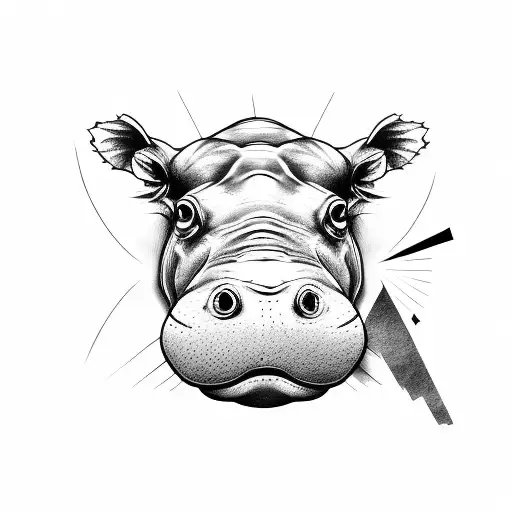hippo travel tattoo design idea